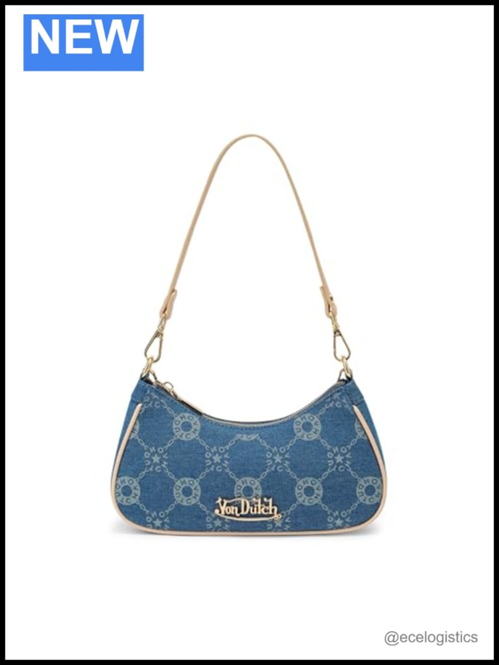 Von Dutch Logo Shoulder Bag Faux Leather Detachable Strap Y2K Purse